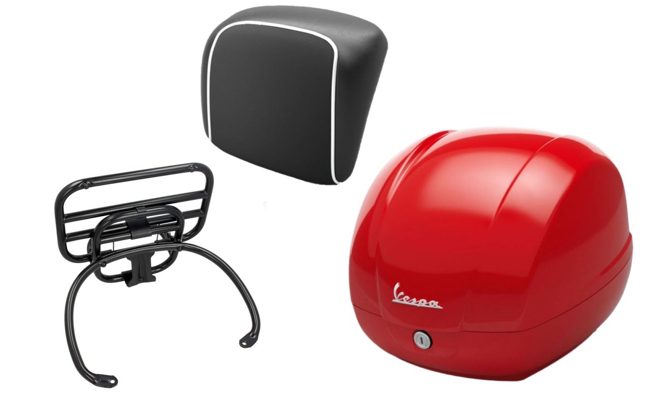 Topcase Kit 36L rot dragon (894), Gepäckträger schwarz für Vespa GTS 125/300/310