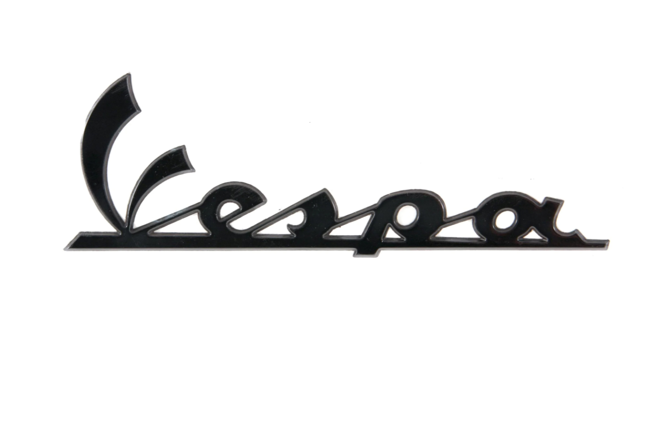 Schriftzug "Vespa" Beinschild vorne - schwarz/anthrazit glanz